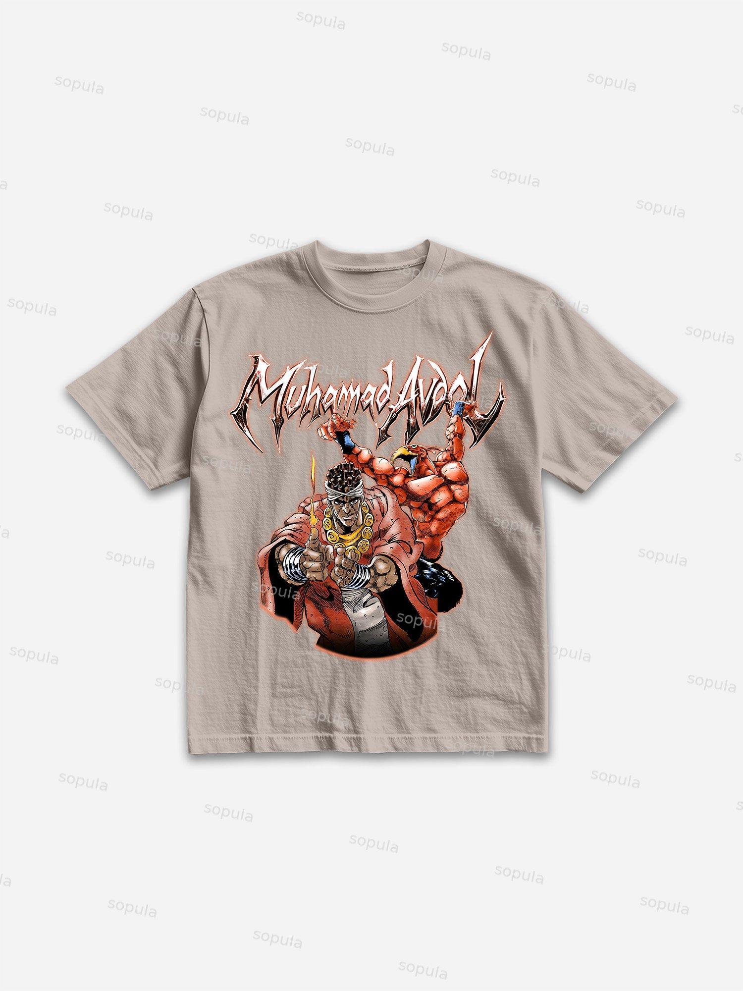 Manga Magician's Red Graphic Cotton T-shirt Product Image