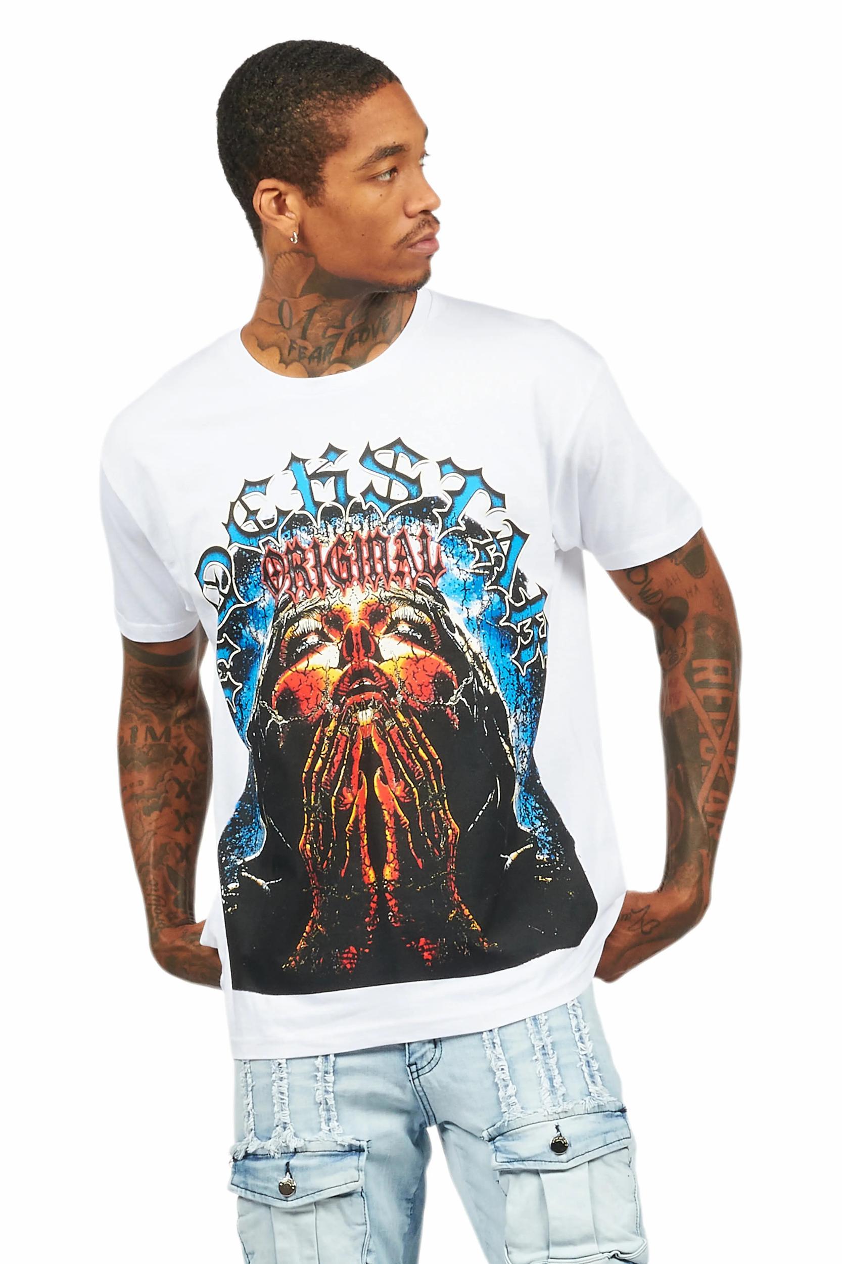 Dallan White Oversized Graphic T-Shirt Male Product Image