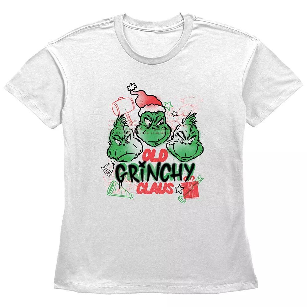 Women's Dr. Seuss Old Grinchy Claus Graphic Tee, Size: Medium, White Product Image