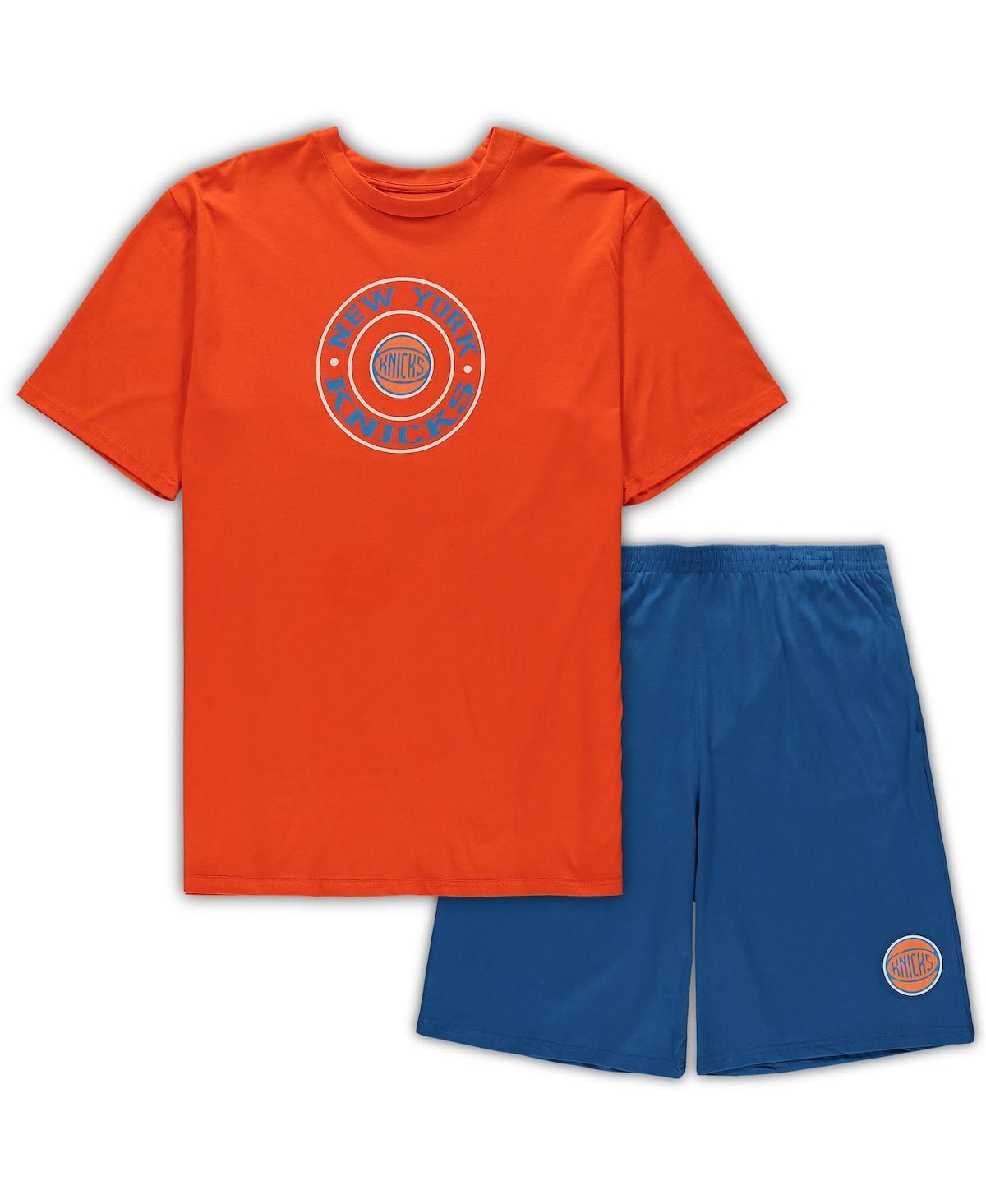 Men's Concepts Sport Orange/Blue New York Knicks Big & Tall T-Shirt & Shorts Sleep Set, Size: 3XB Product Image