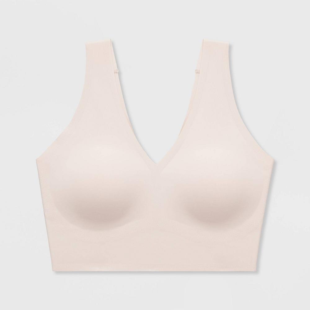 True & Co. True Everybody Women's V Neck Bra - Light Beige 1X: Seamless, Wireless, Lightly Lined Bralette Product Image