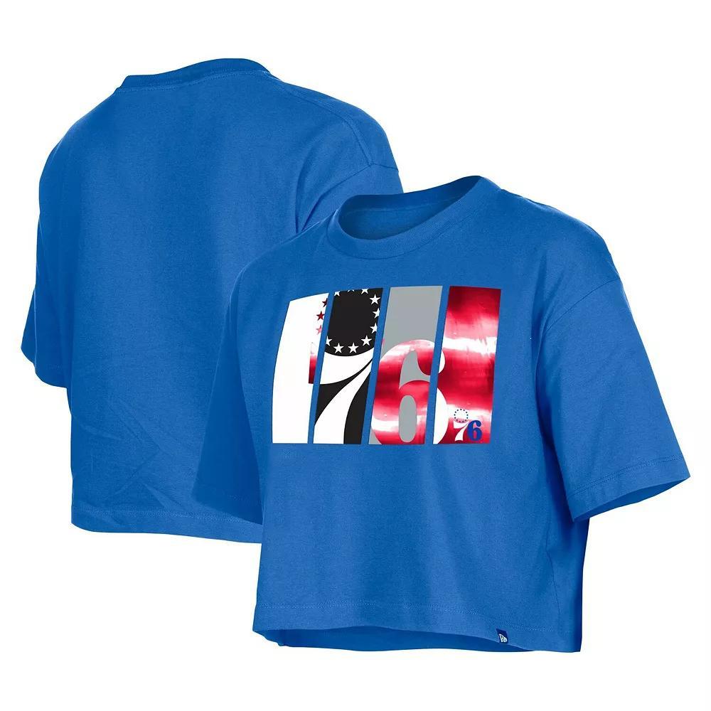 Women's New Era Royal Philadelphia 76ers Cropped T-Shirt, Size: Medium, 76r Blue Product Image