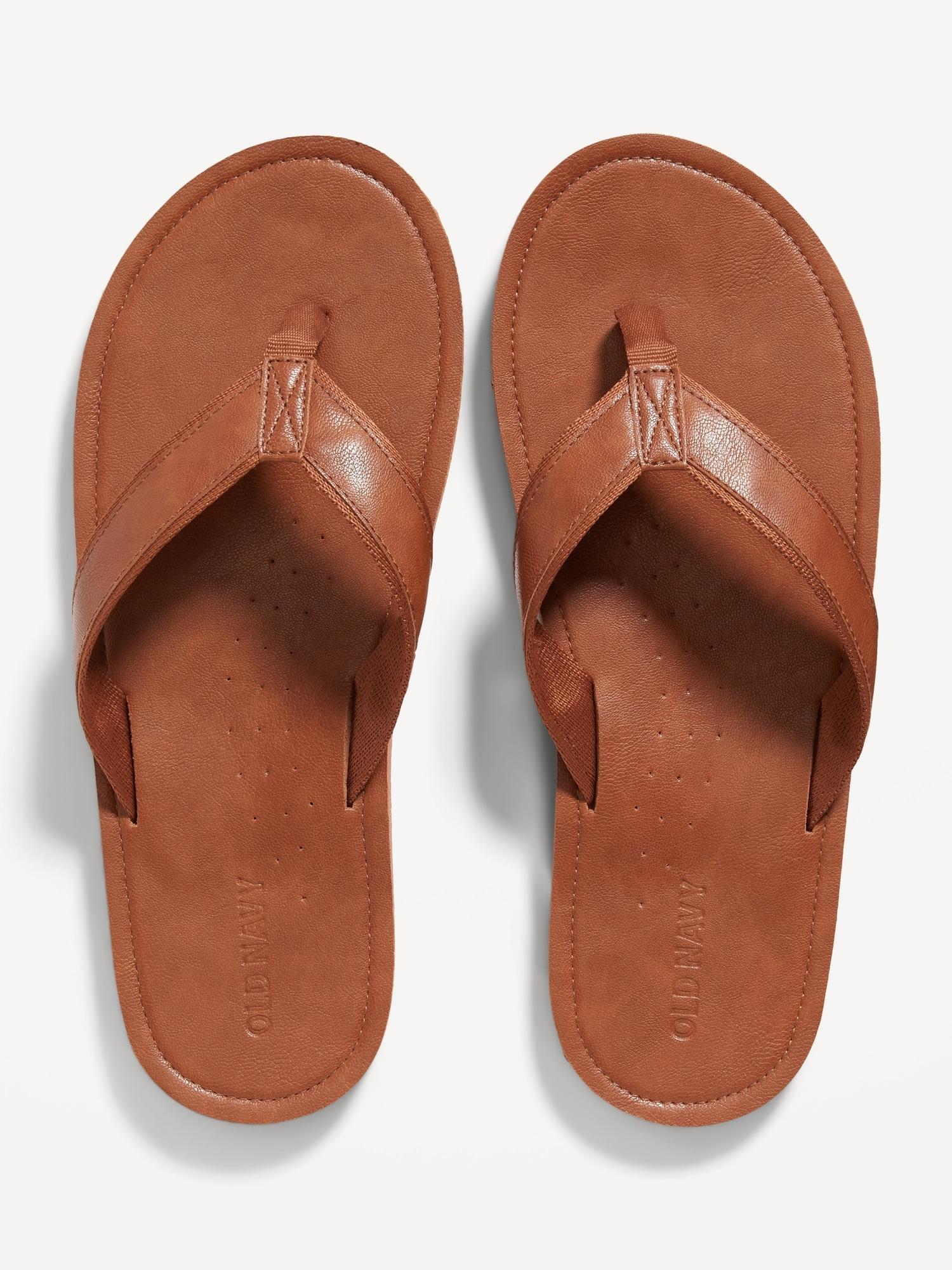 Faux-Leather Flip-Flop Sandals for Men Product Image