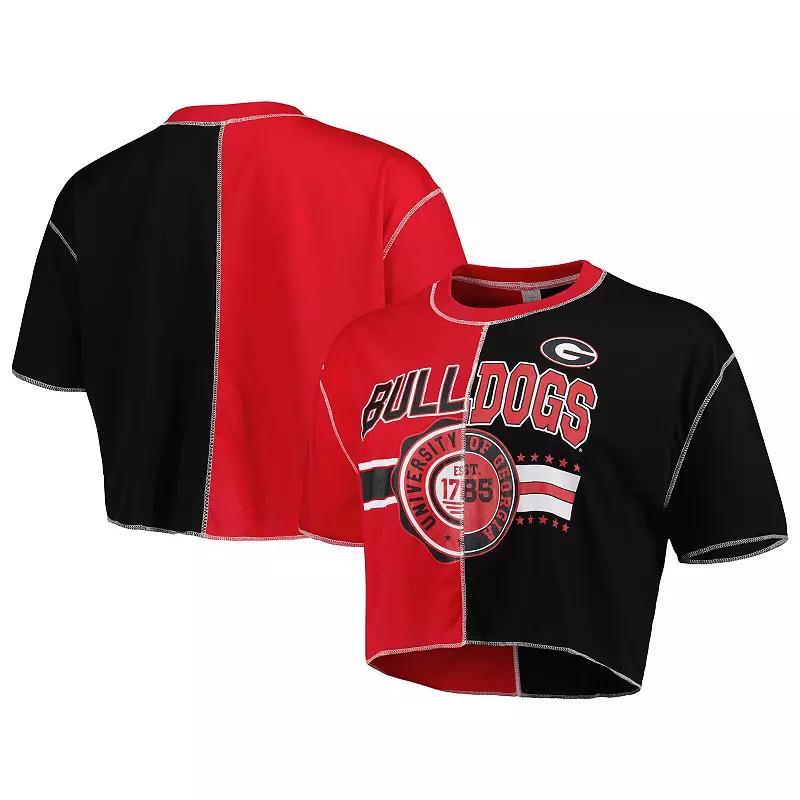Women's ZooZatz Red/Black Georgia Bulldogs Colorblock Cropped T-Shirt, Size: Small Product Image