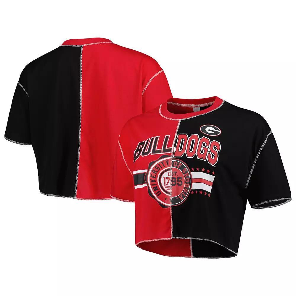 Women's ZooZatz Red/Black Georgia Bulldogs Colorblock Cropped T-Shirt, Size: Small Product Image