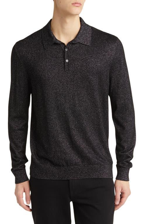Mens Relaxed-Fit Sparkle-Effect Polo Sweater Product Image