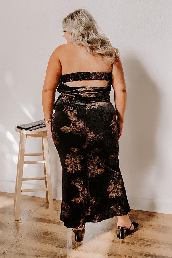 Charmed Moments Velvet Floral Maxi Dress Curves Product Image