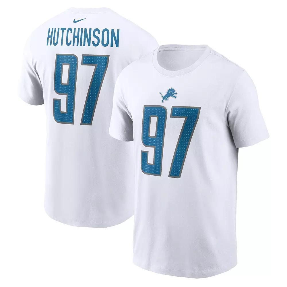 Men's Nike Aidan Hutchinson White Detroit Lions Player Name & Number T-Shirt, Size: Large Product Image