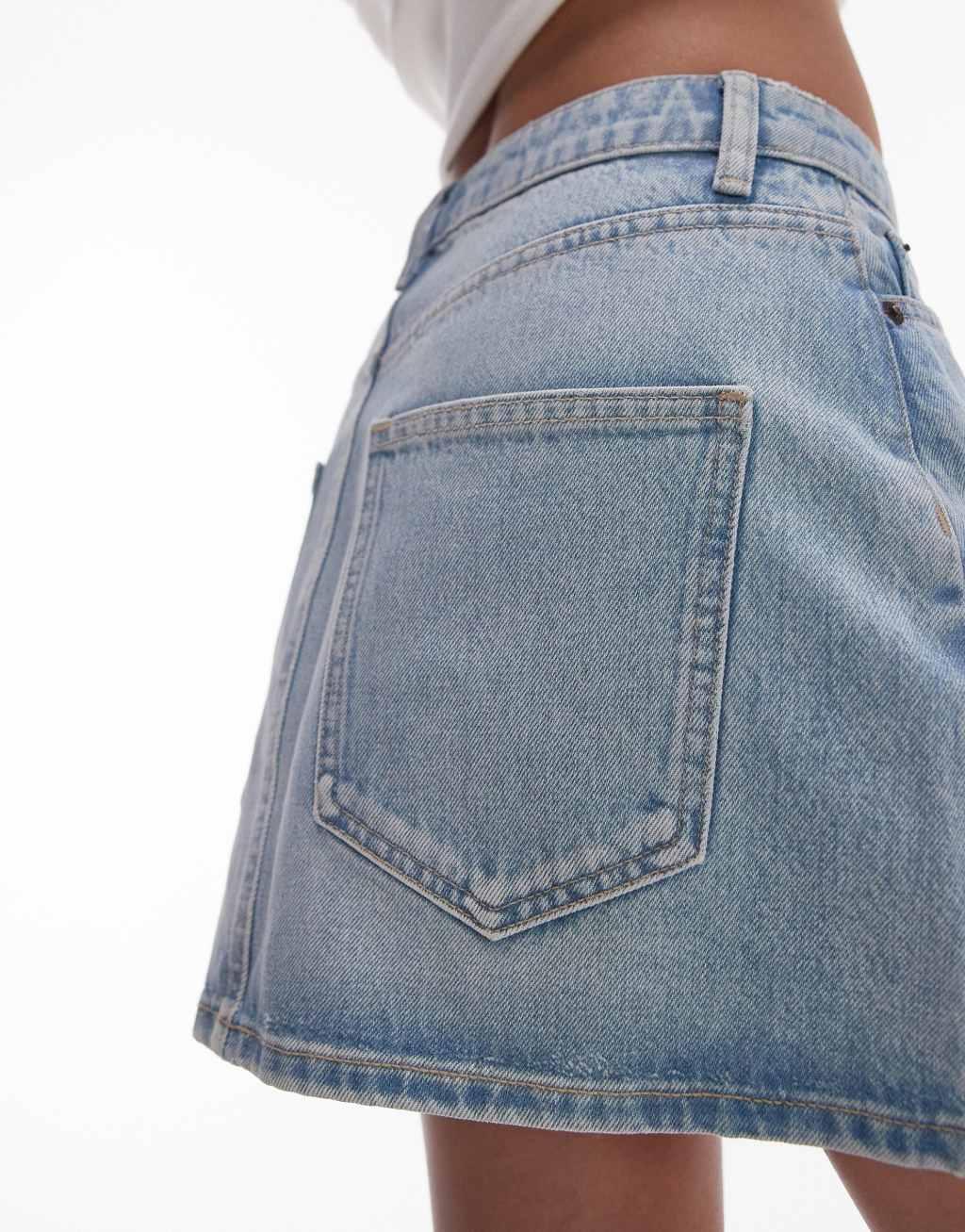 Topshop denim high waisted mini skirt in bleach Product Image