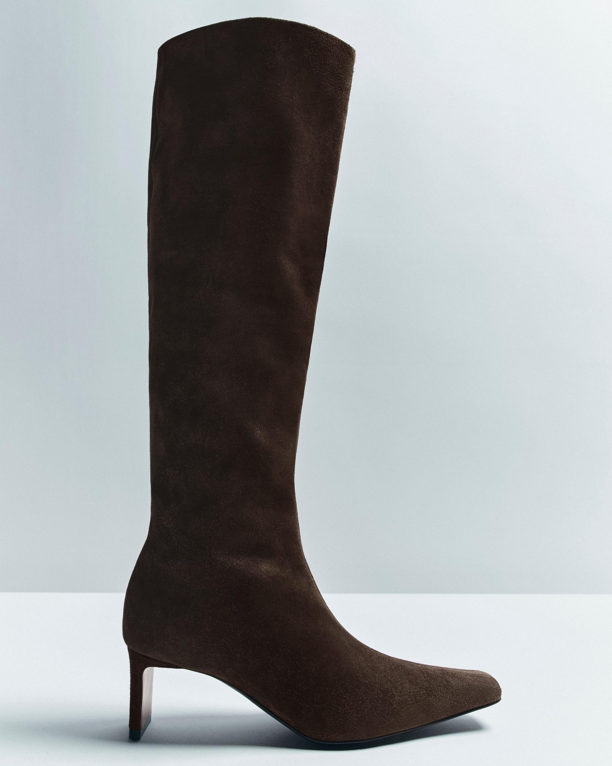 Ona Knee-High Boot in Ebano Suede Product Image