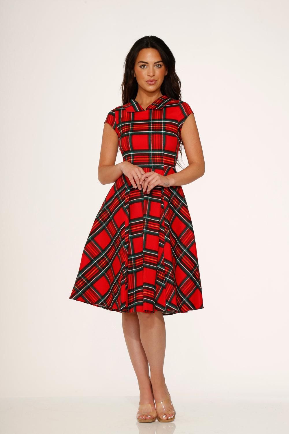 Red Plaid Swing Dress Product Image