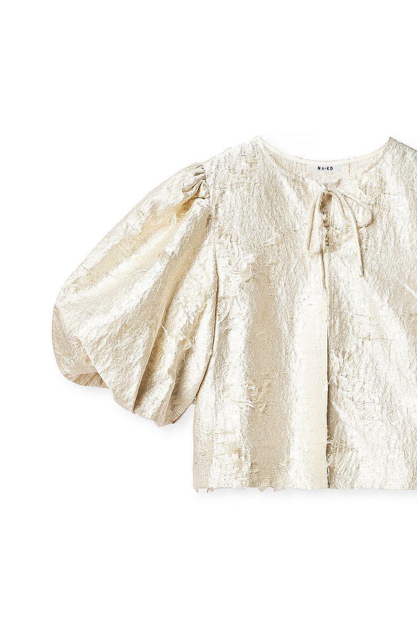 Puff Sleeve Jacquard Blouse Product Image
