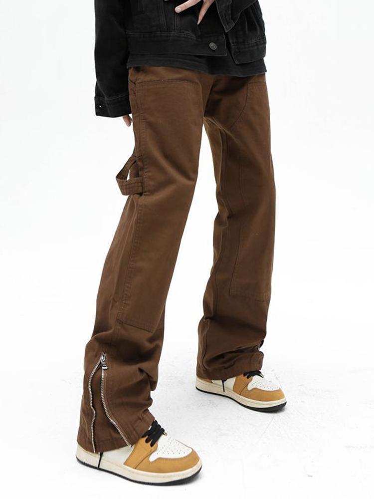Men's High Street Brown Casual Retro Flared Jeans Product Image
