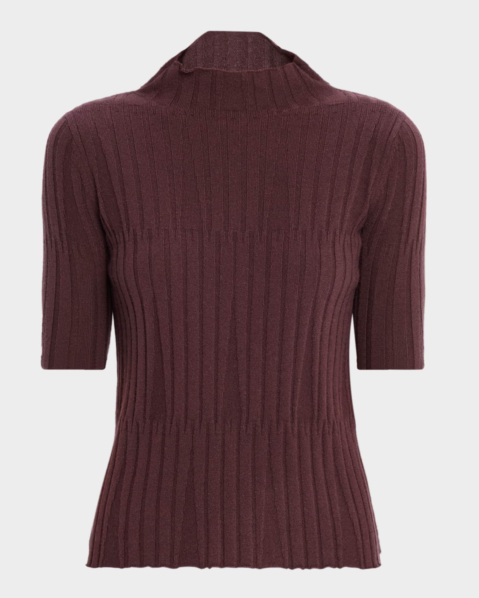 Cashmere Ribbed Mock-Neck Sweater Product Image