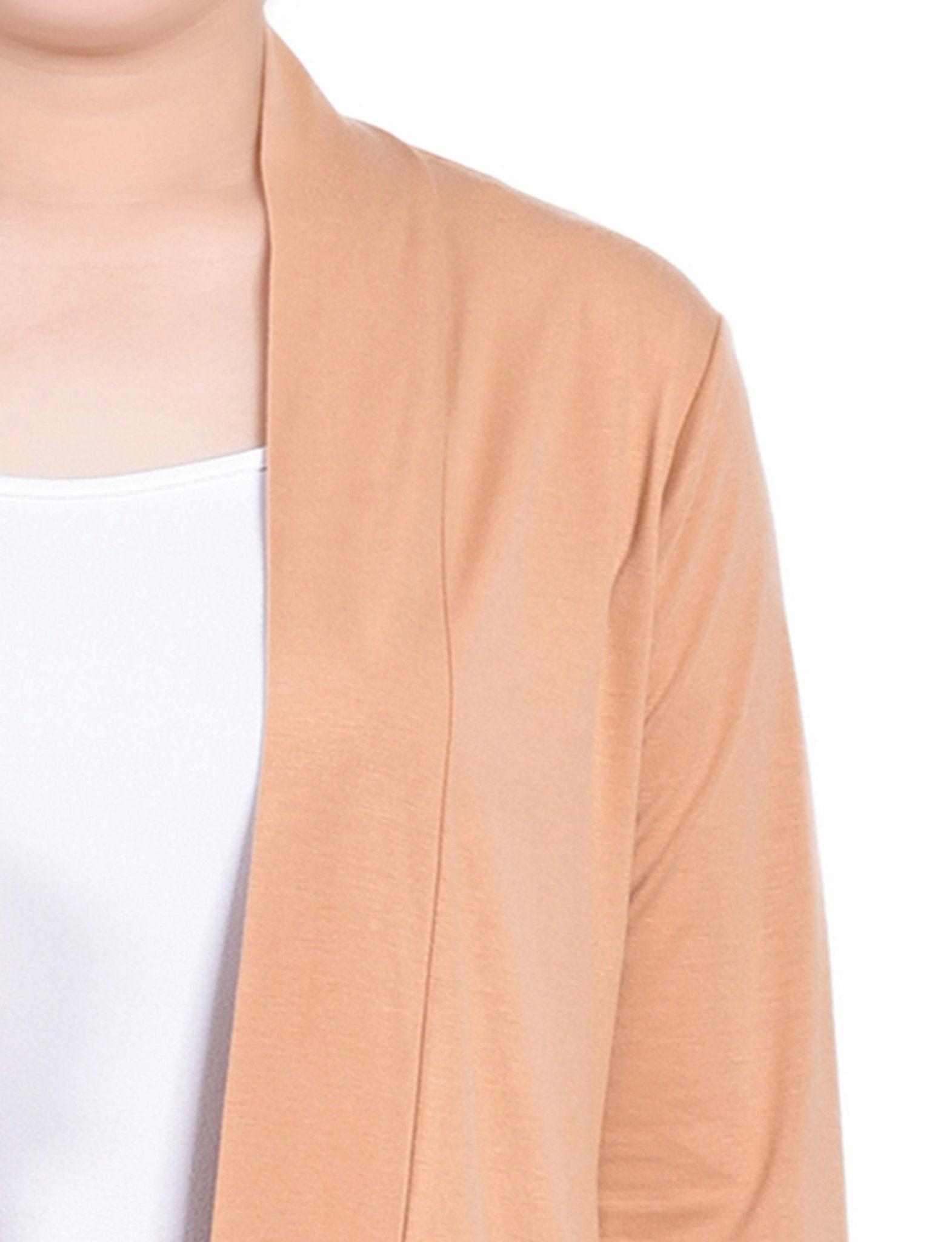 Sand Long Sleeve Knit Cardigan With Chiffon Back Product Image