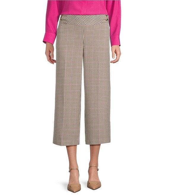 Investments Petite Size Houndstooth PARK AVE fit Elite Stretch Pull-On Wide Leg Crop Pants Product Image