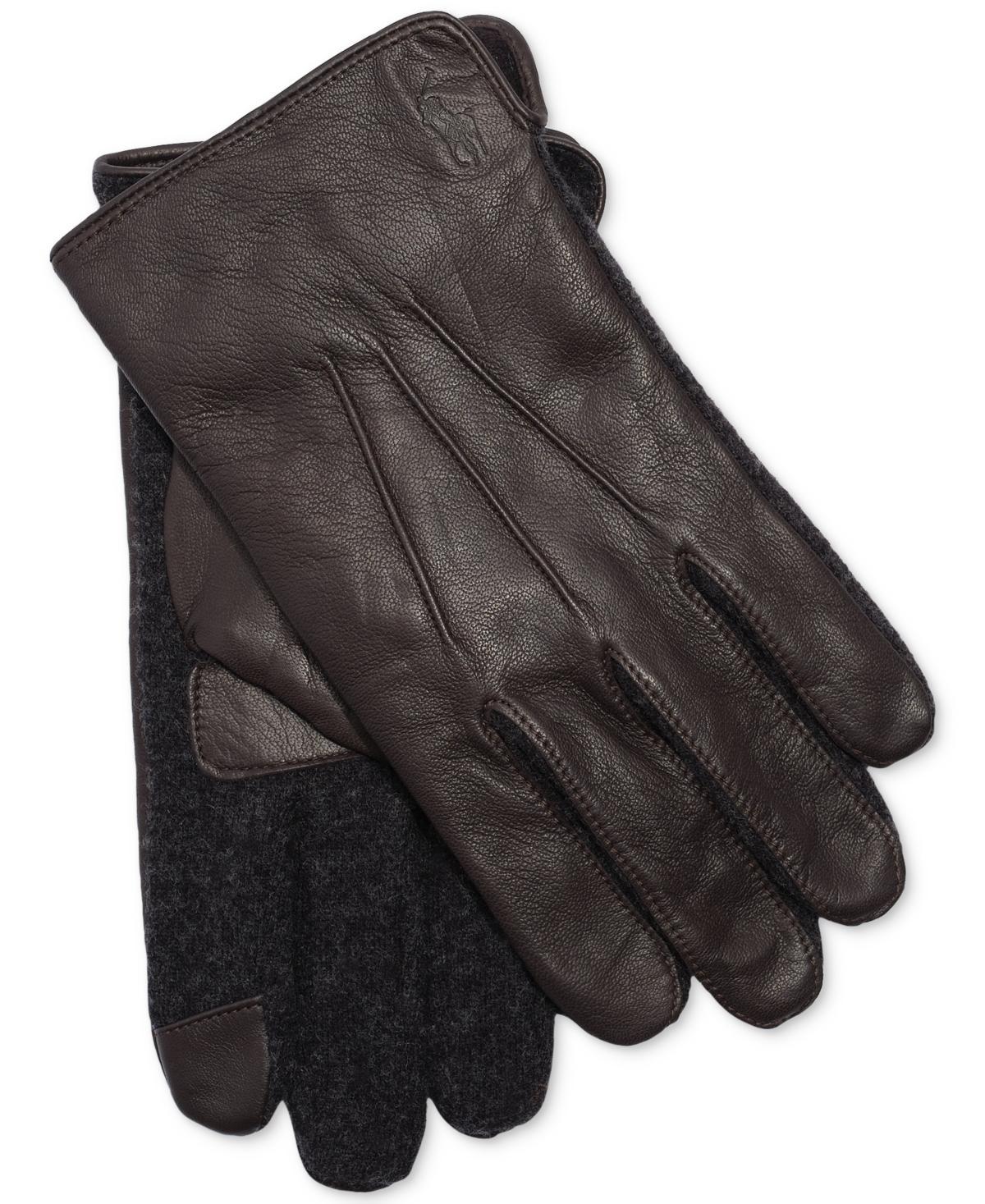 POLO RALPH LAUREN Men's Nappa Hybrid Touch Glove In Black,char Product Image