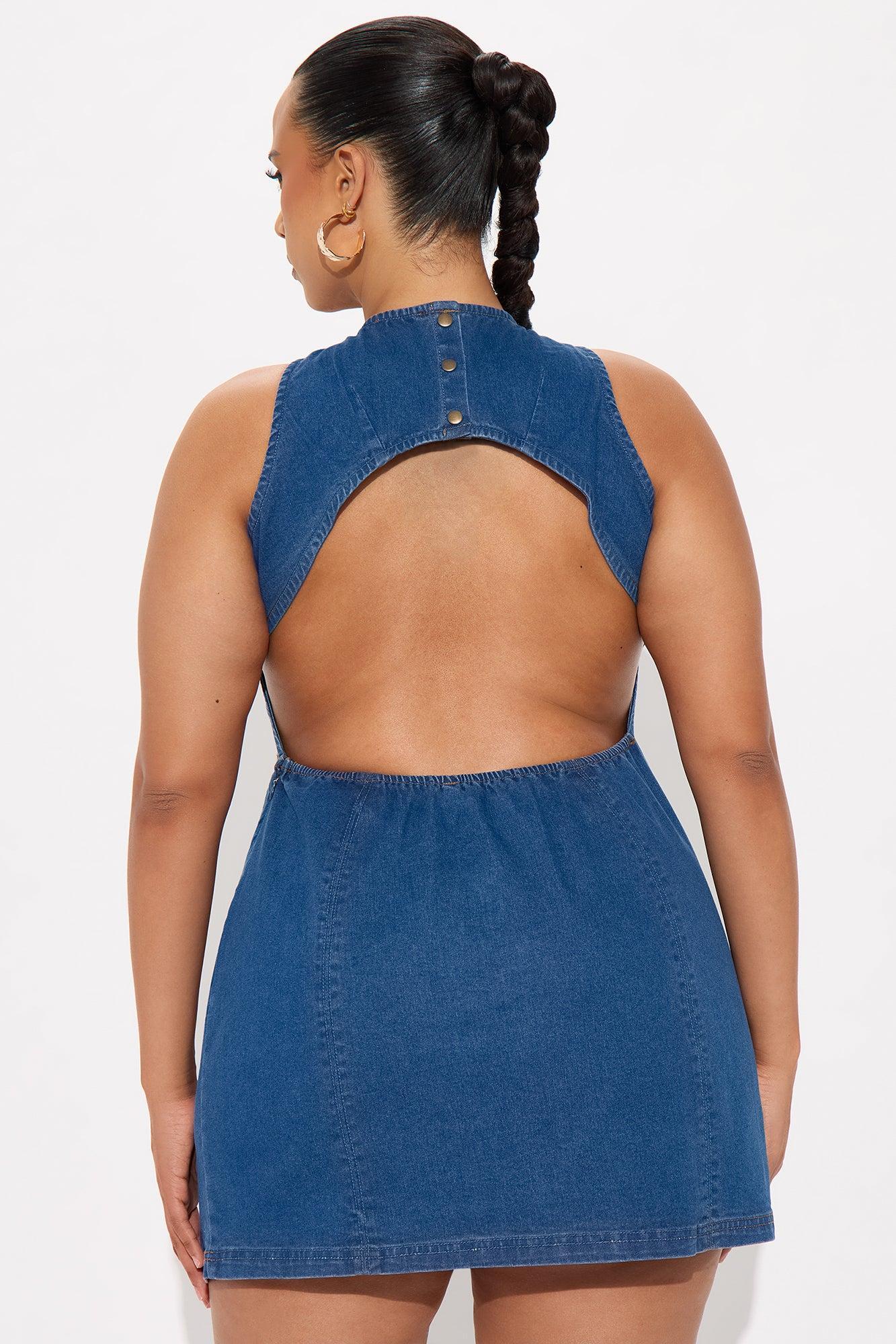 Kaylie Denim Mini Dress - Dark Denim Product Image