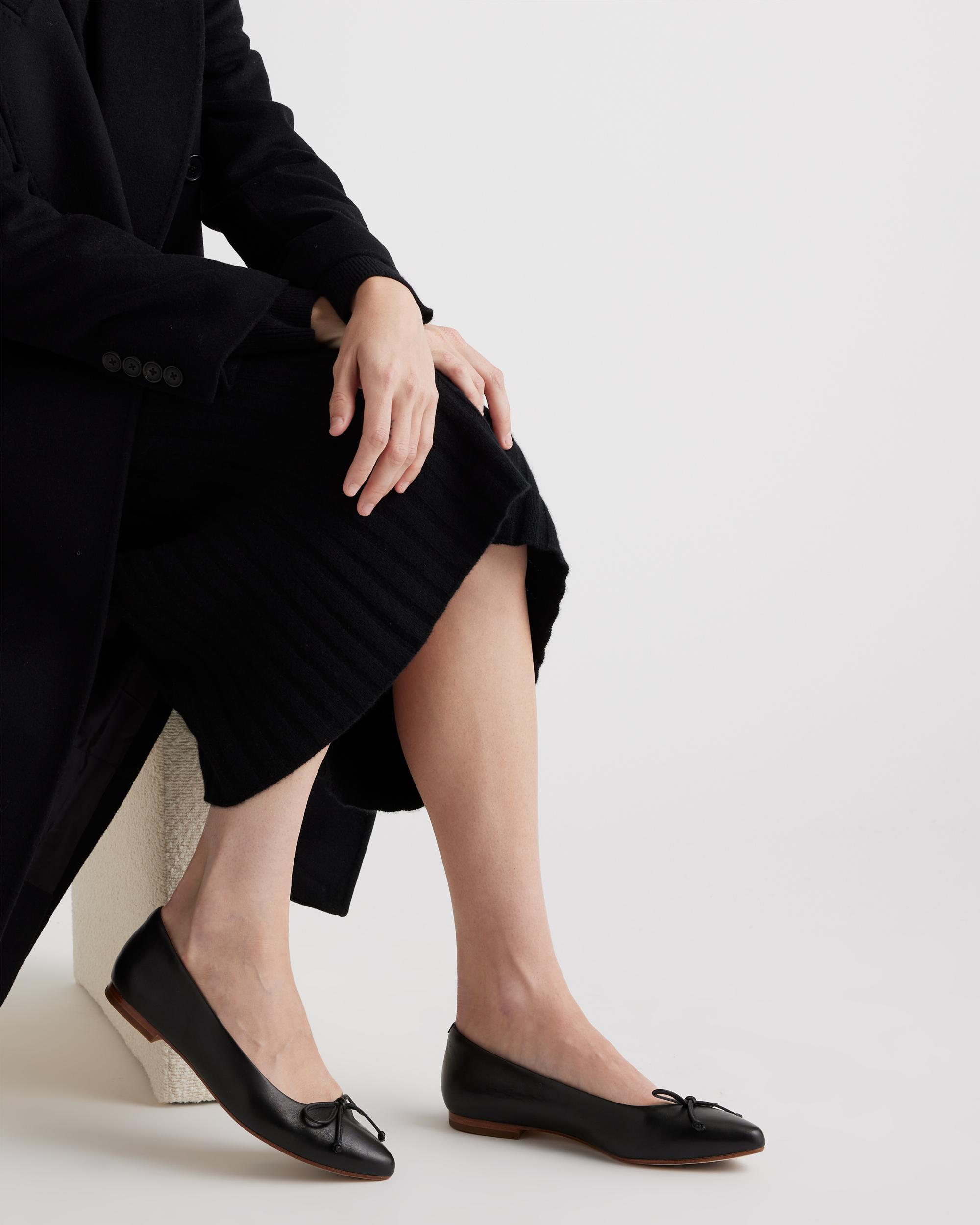 Quince | Women's Italian Leather Pointed Bow Flat Product Image