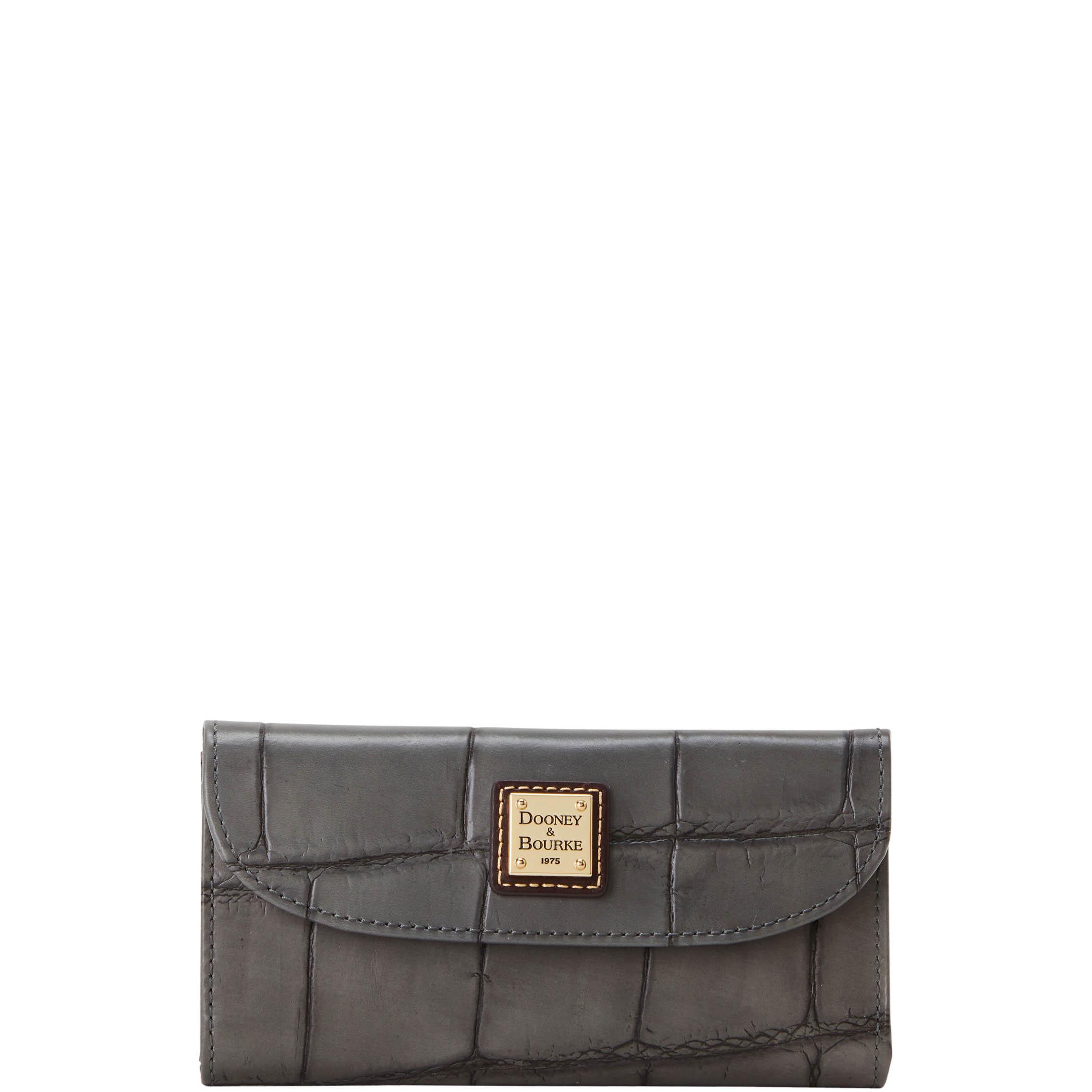 Dooney & Bourke Womens Denison Continental Leather Clutch in Smoke Grey Product Image