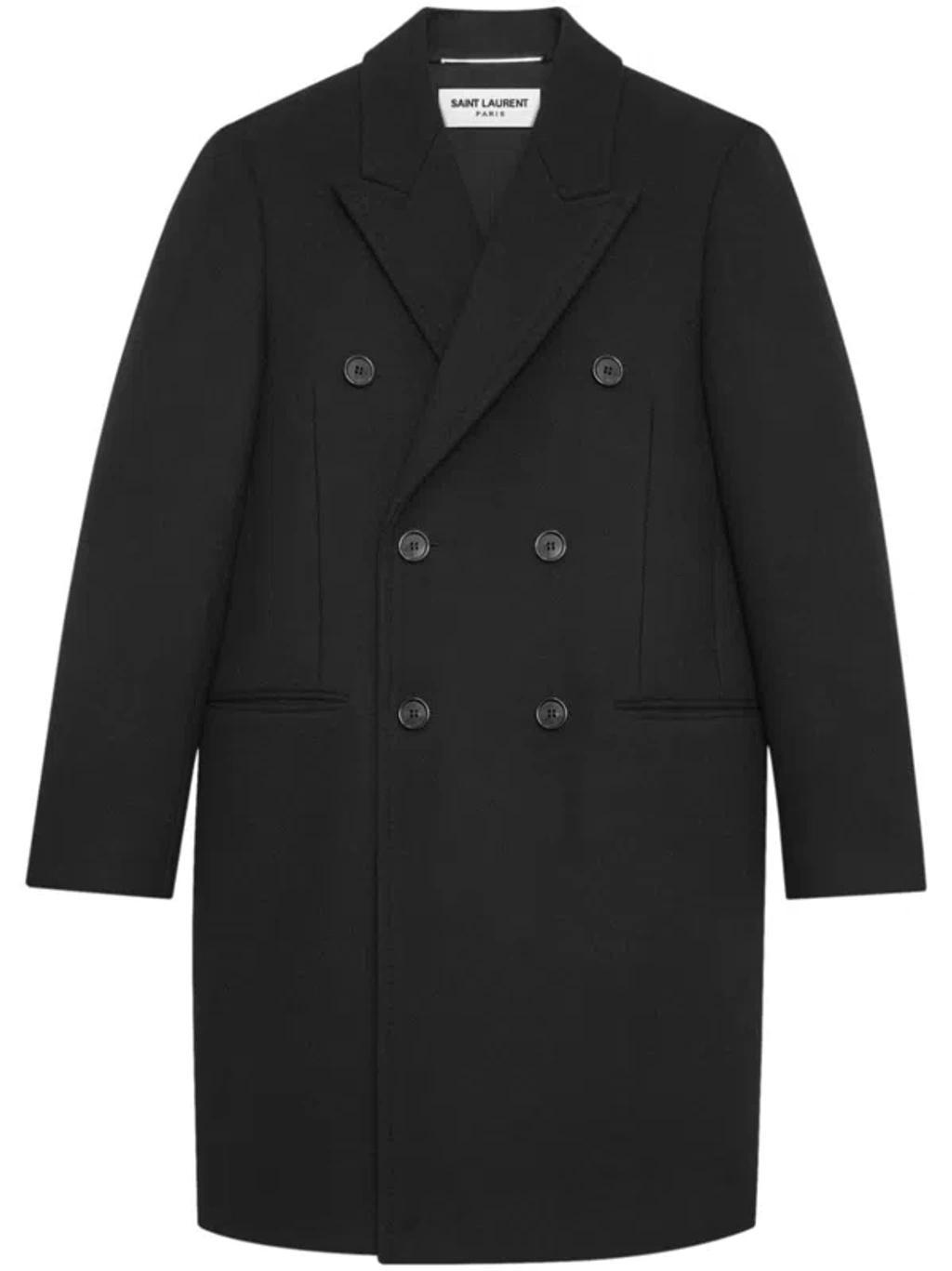 Mens Cashmere-Blend Double-Breasted Coat Product Image