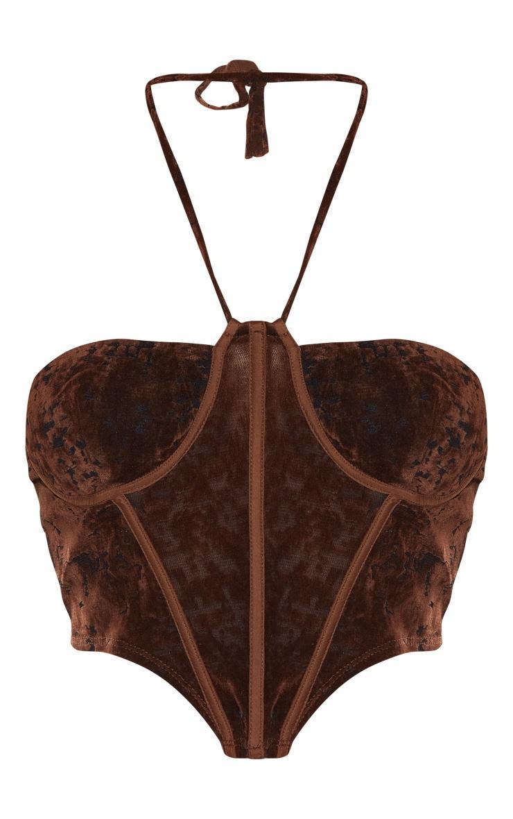 Brown Devore Boned Halterneck Corset Product Image