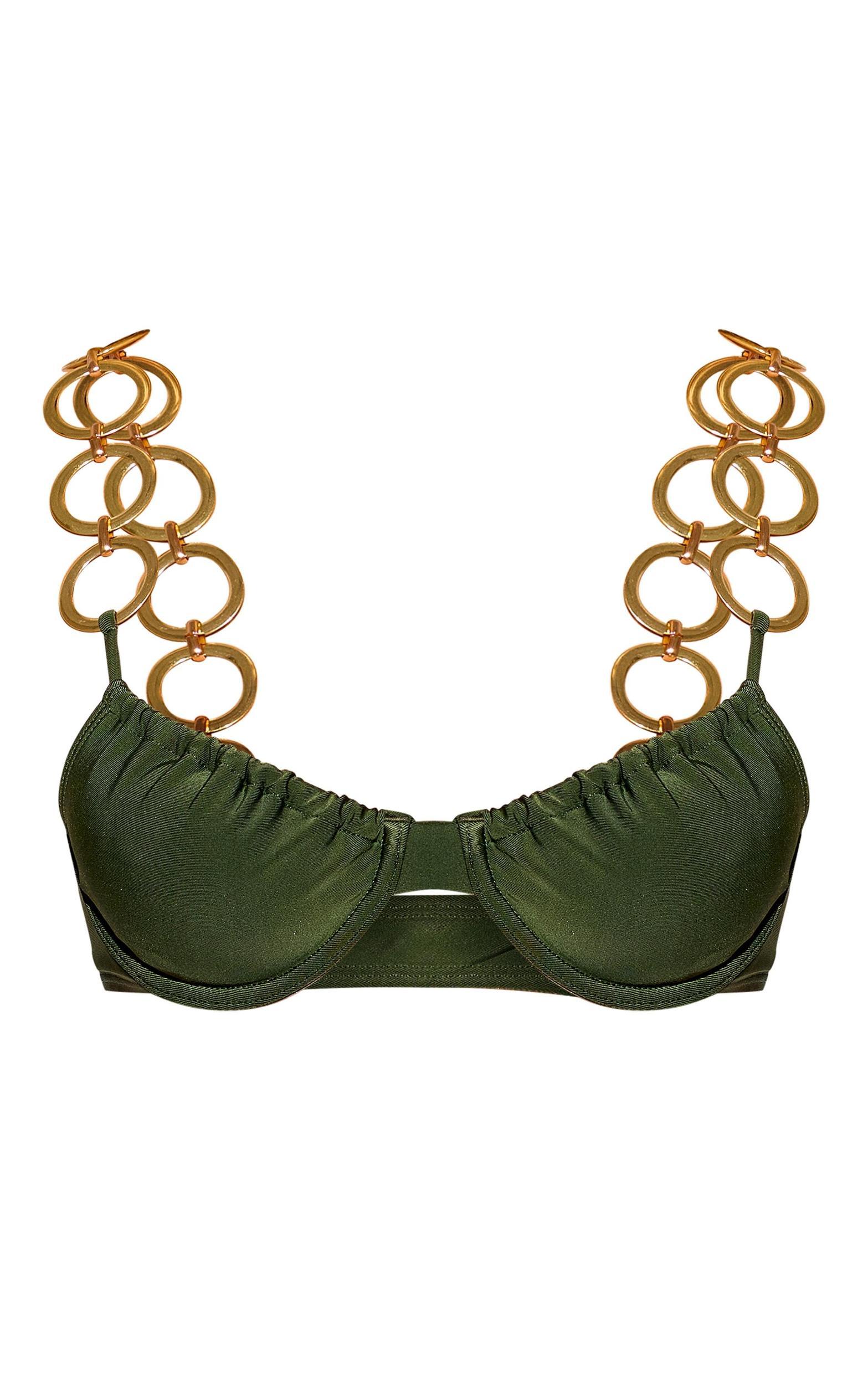 Khaki O Ring Strap Underwired Bikini Top Product Image