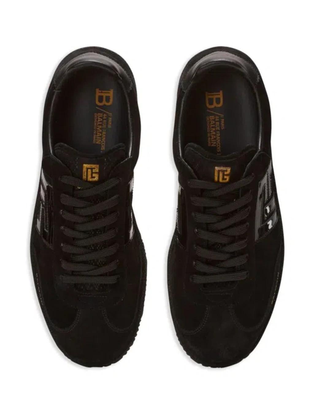 BALMAIN Suede Swan Sneakers In Black Product Image