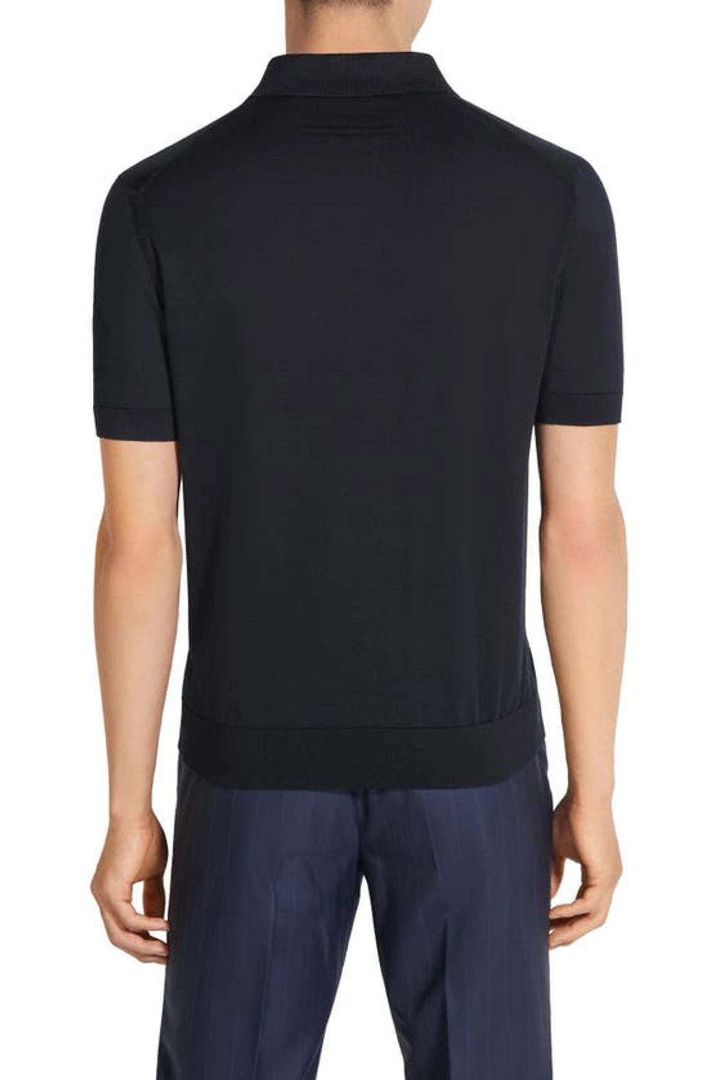 ZEGNA Navy Blue Premium Cotton Polo Shirt In Bleu Marine Product Image