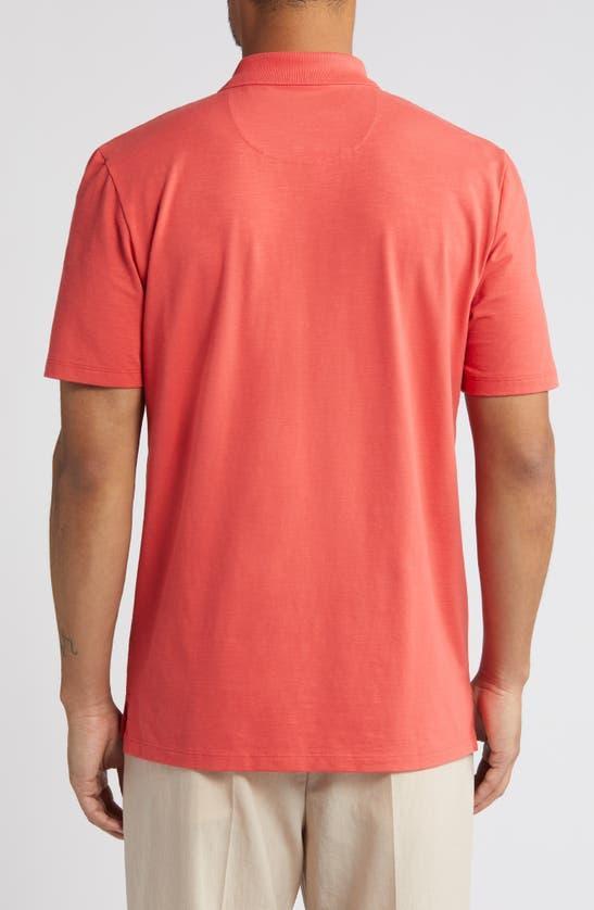 HUGO BOSS Cotton-blend Polo Shirt With Zip Placket In Red Product Image