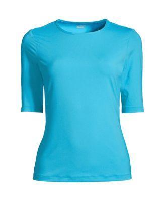 Plus Size Lands' End UPF 50 Elbow-Sleeve Rash Guard Swim Tee, Women's, Size: 1XL, Black Product Image
