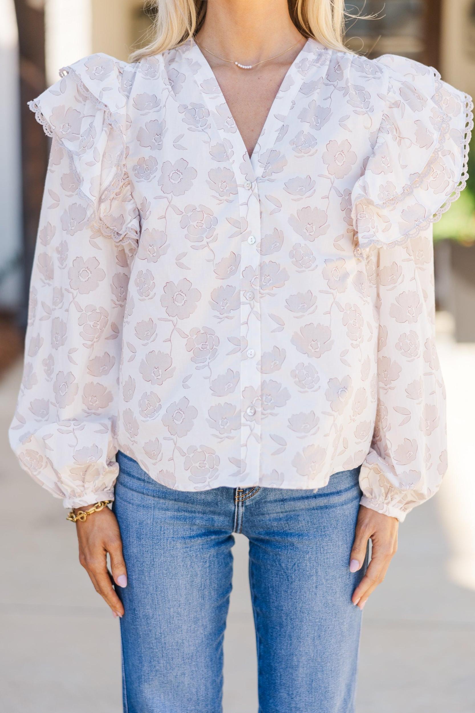 The Rendezvous Cream Floral Blouse Female Product Image