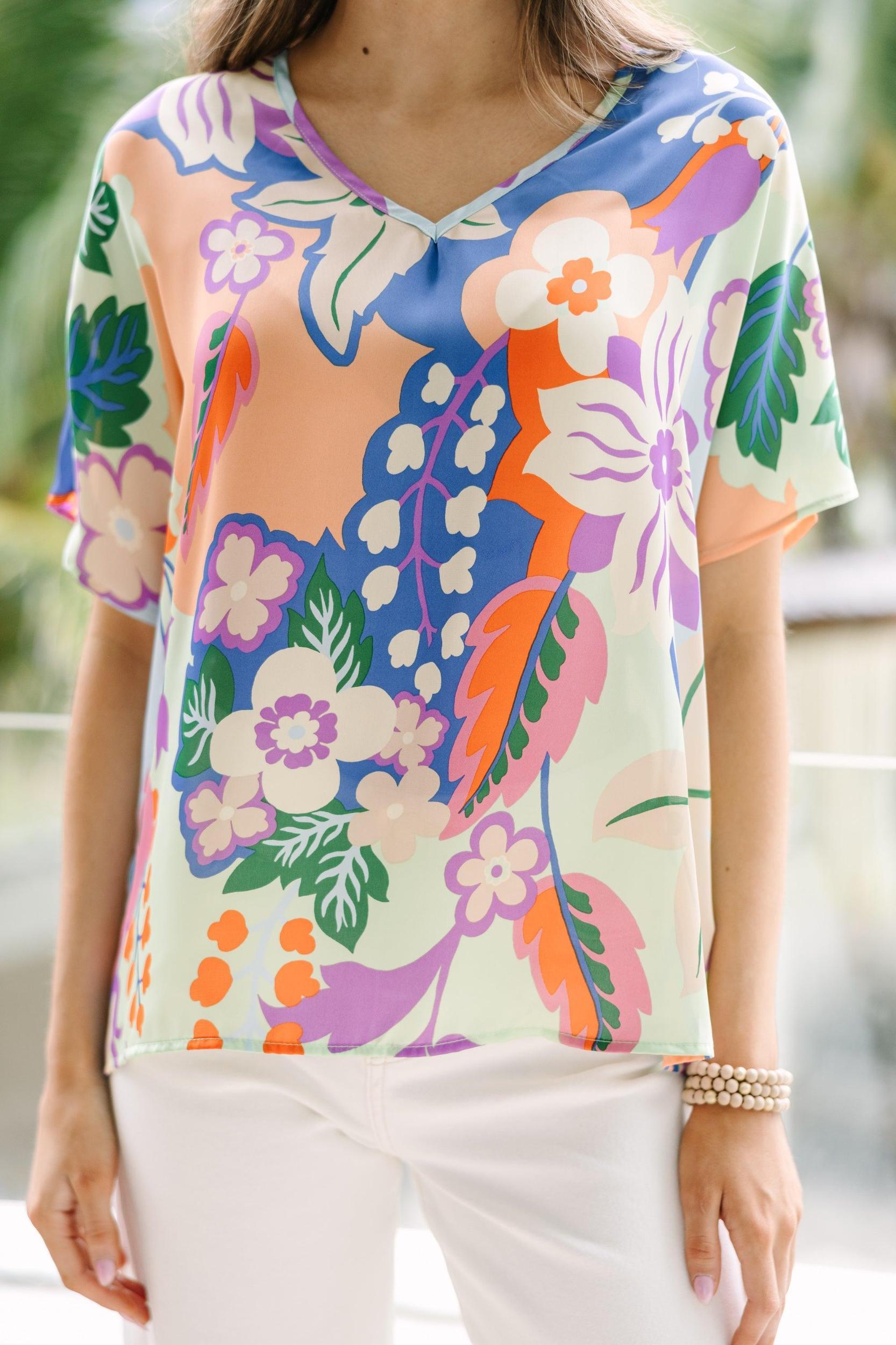 Feeling The Love Sage Green Floral Top Female Product Image
