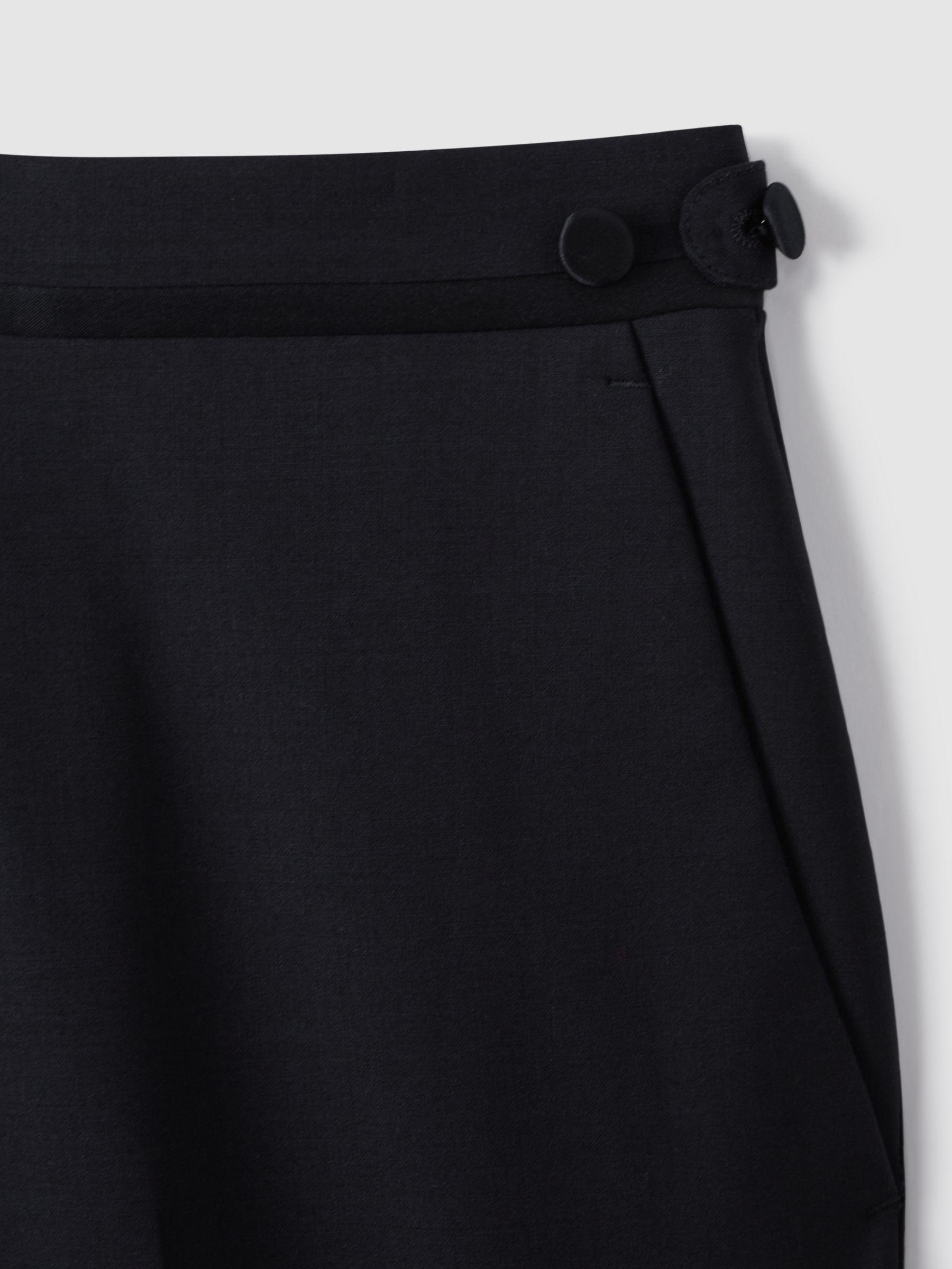 Wool-Linen Check Tapered Trousers in Soft Grey Melange Product Image