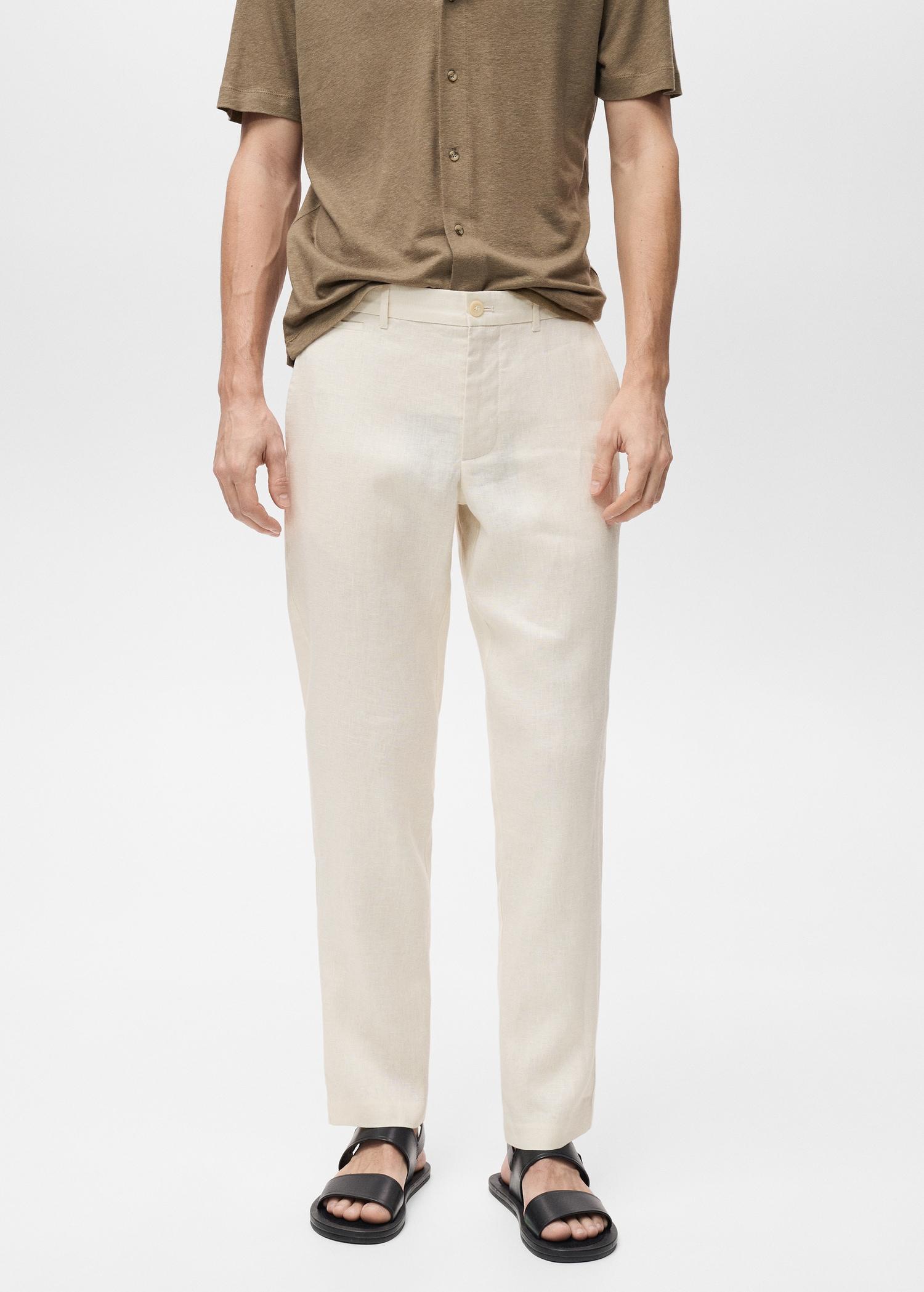 Slim-fit 100% linen pants - Men | MANGO USA Product Image