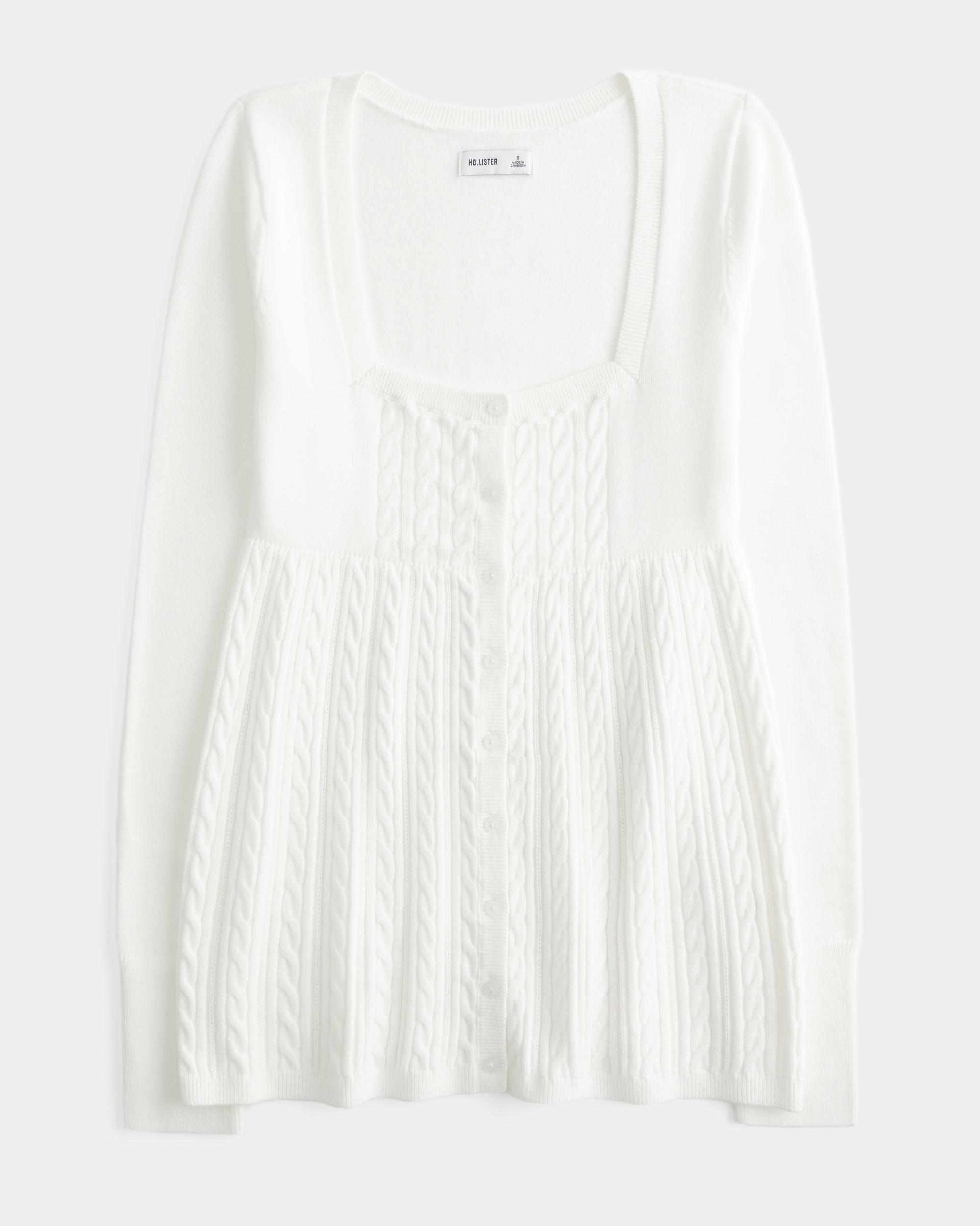 Easy Long-Sleeve Square-Neck Babydoll Sweater Product Image
