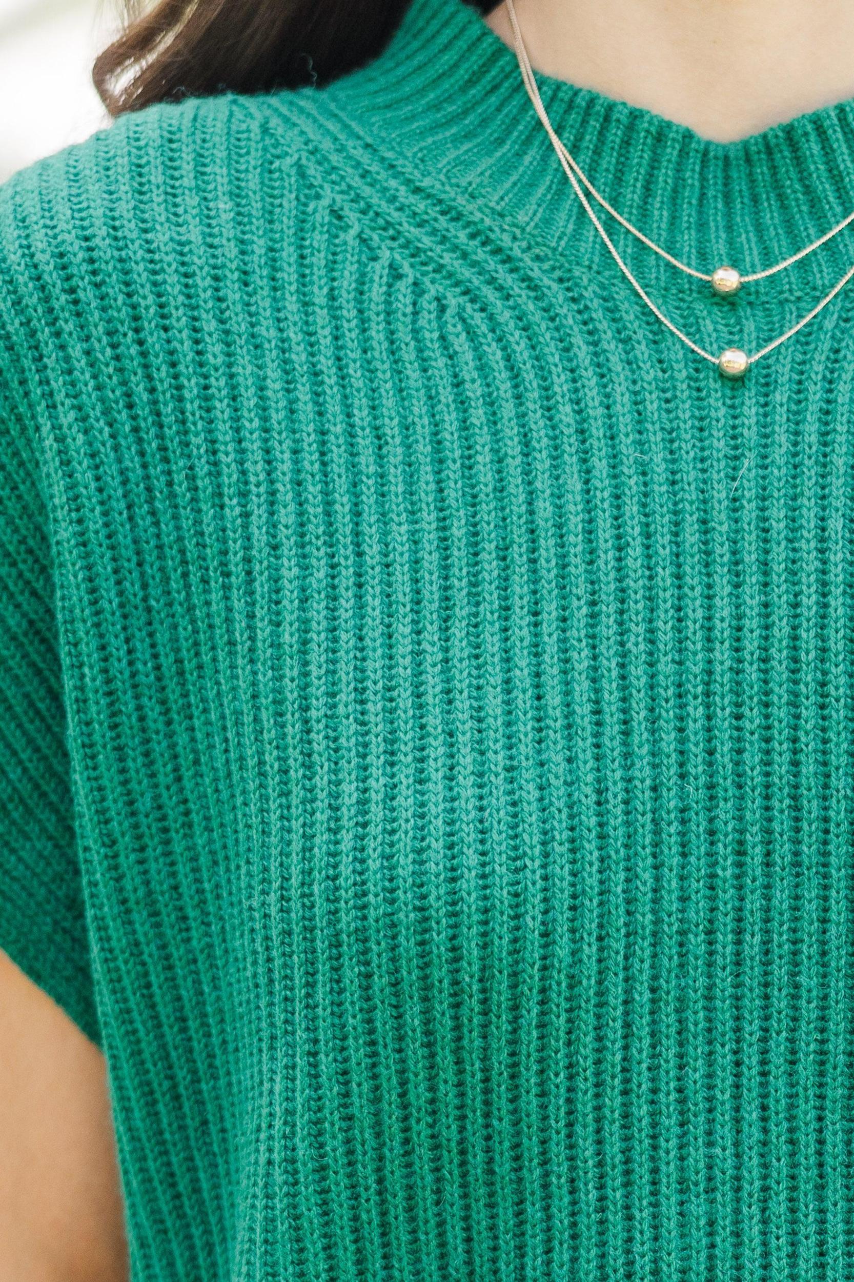 The Slouchy Green Short Sleeve Sweater Female Product Image