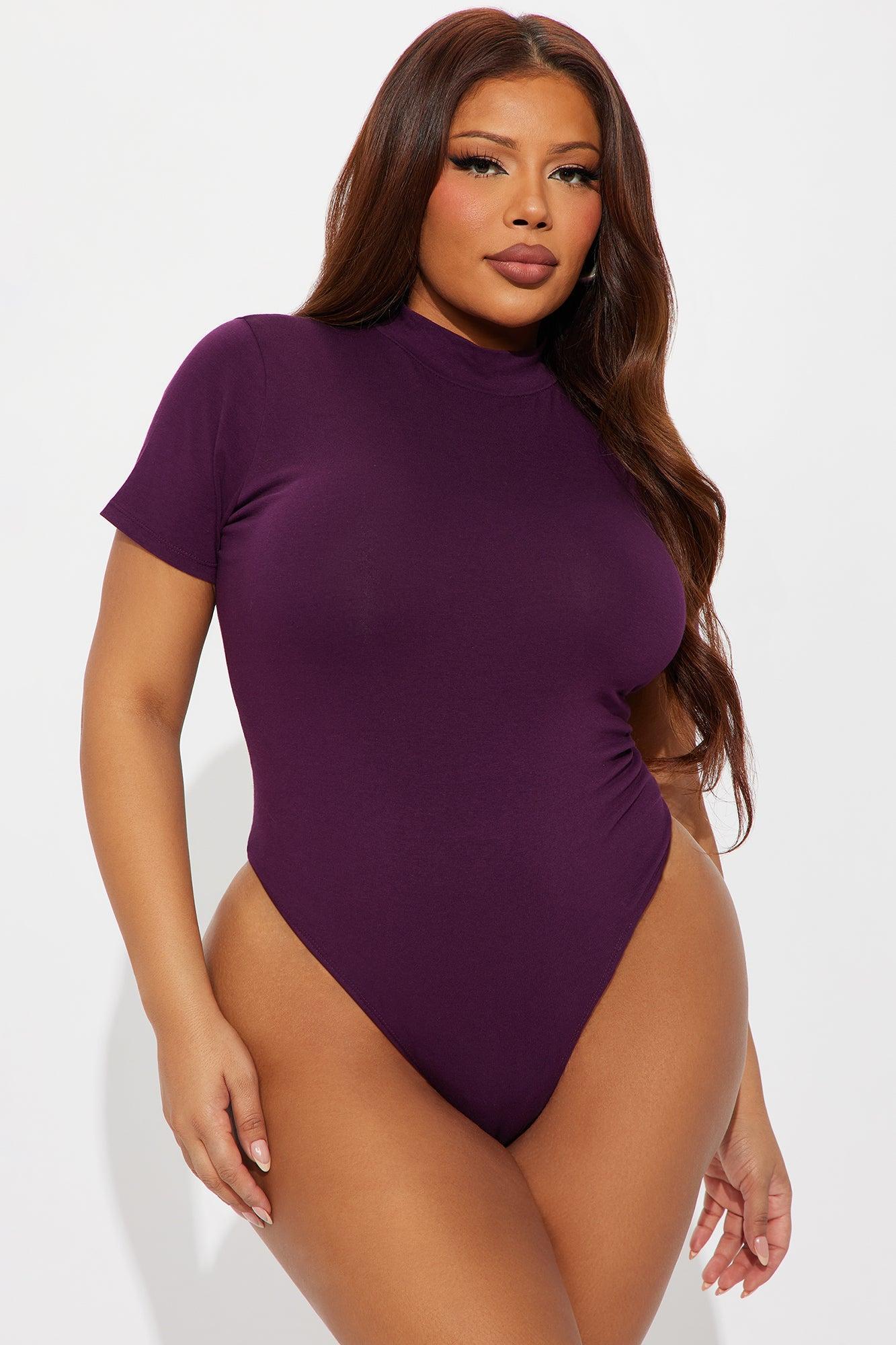 Basic Mock Neck Bodysuit - Plum Product Image