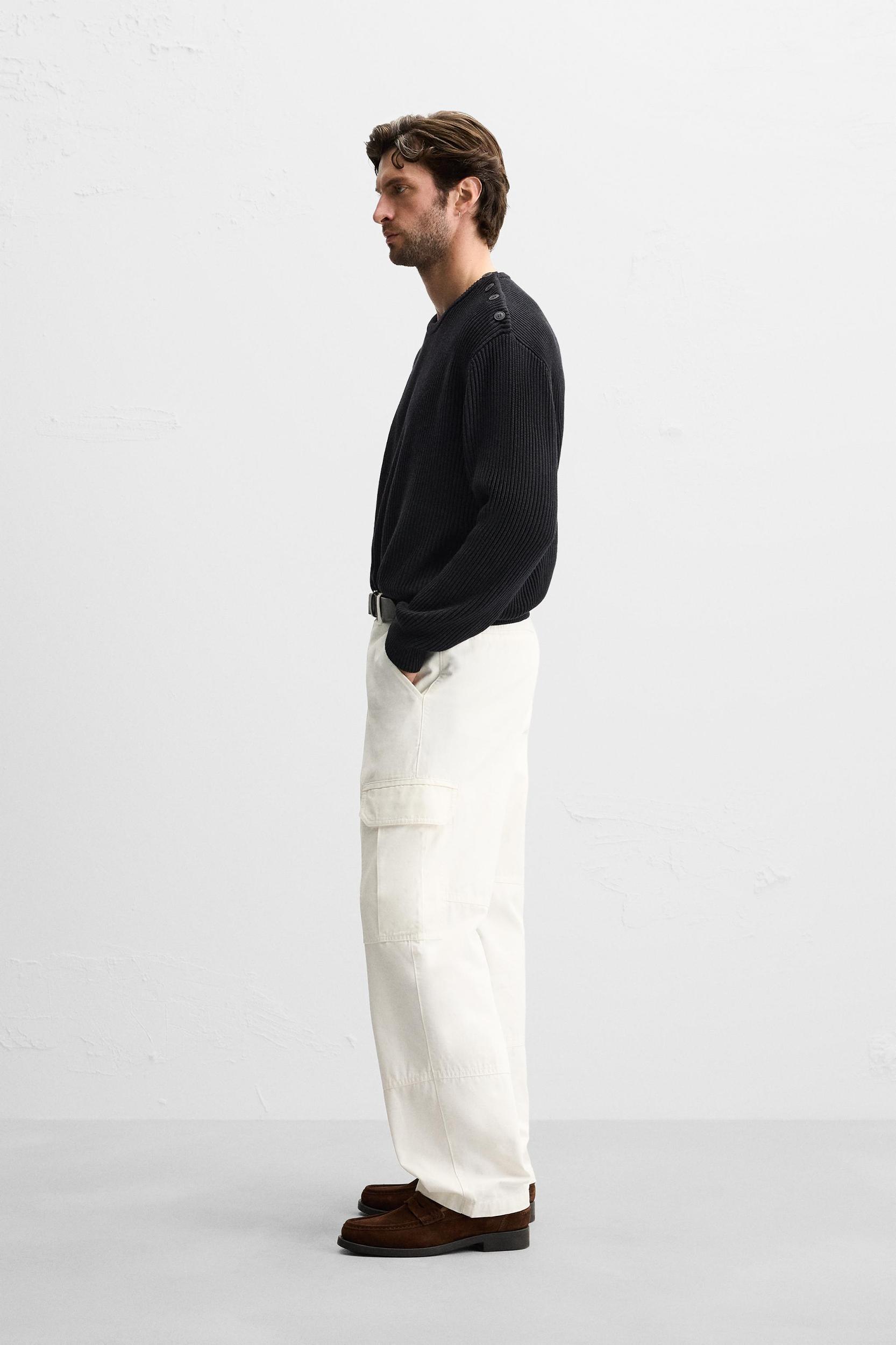 BUTTONED TEXTURED SWEATER Product Image