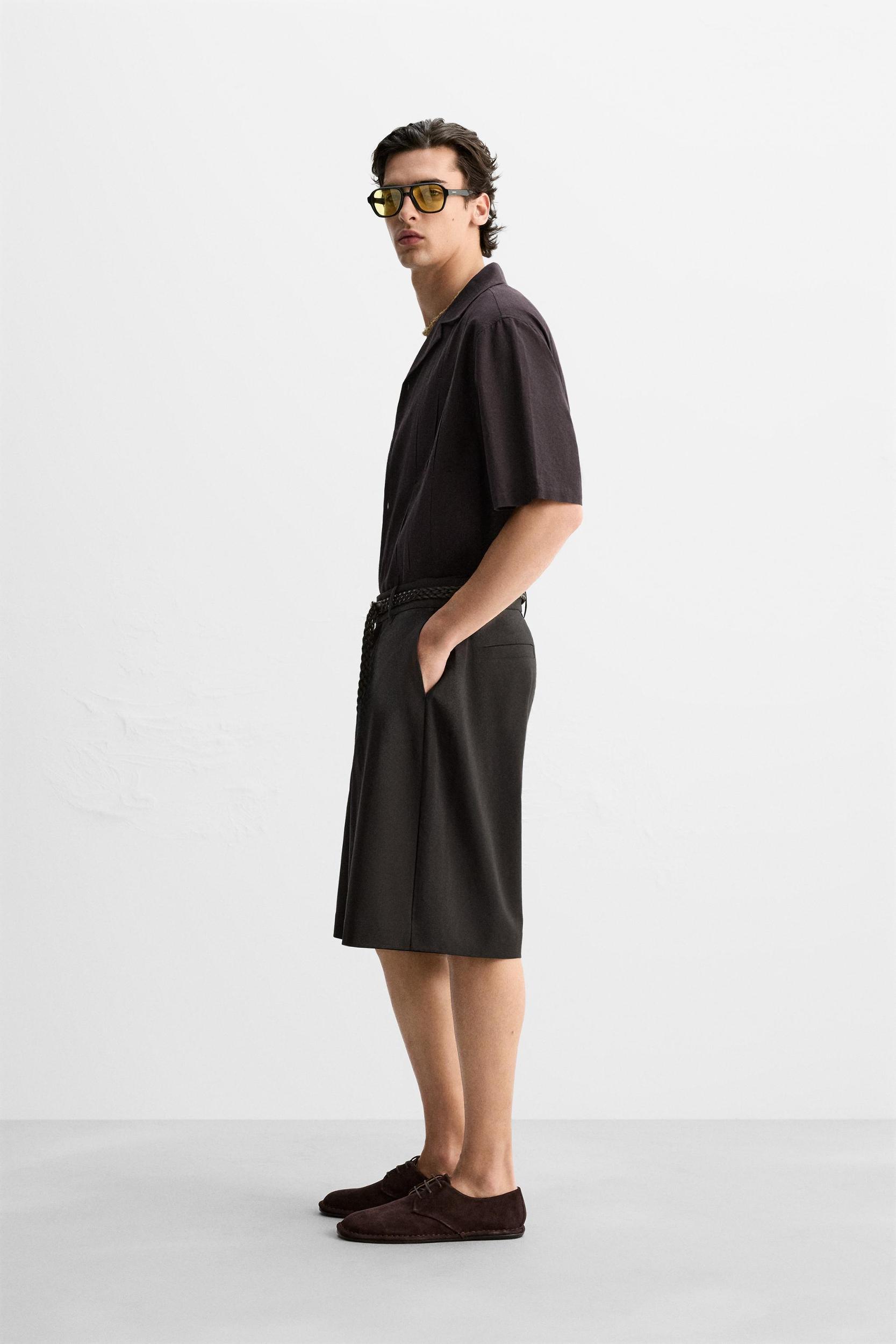 PLEATED COTTON-LINEN SHIRT Product Image