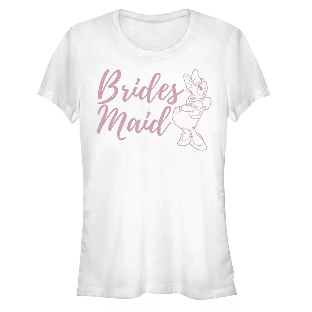 Disney's Daisy Duck Juniors' Bridesmaid Daisy Fitted Graphic Tee, Women's, Size: Small, White Product Image