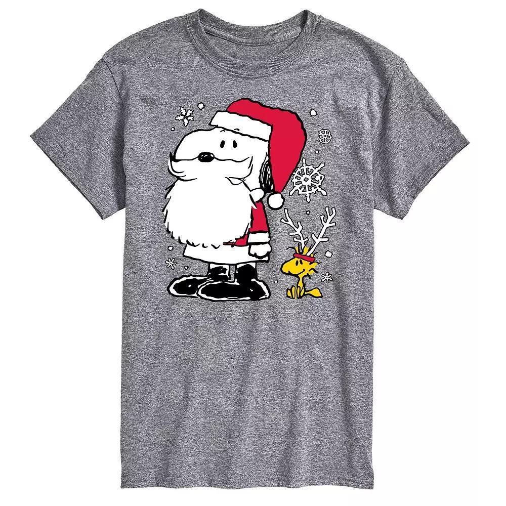 Big & Tall Peanuts Santa Reindeer Tee, Men's, Size: 3XB, Gray Product Image