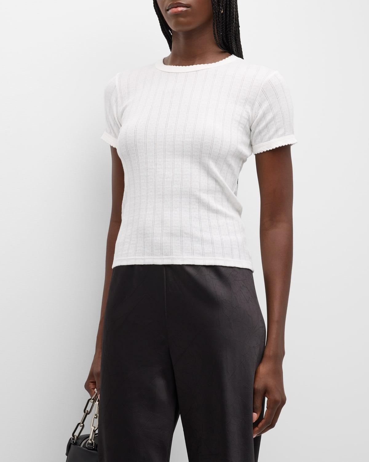 Womens Pointelle Crewneck T-Shirt Product Image