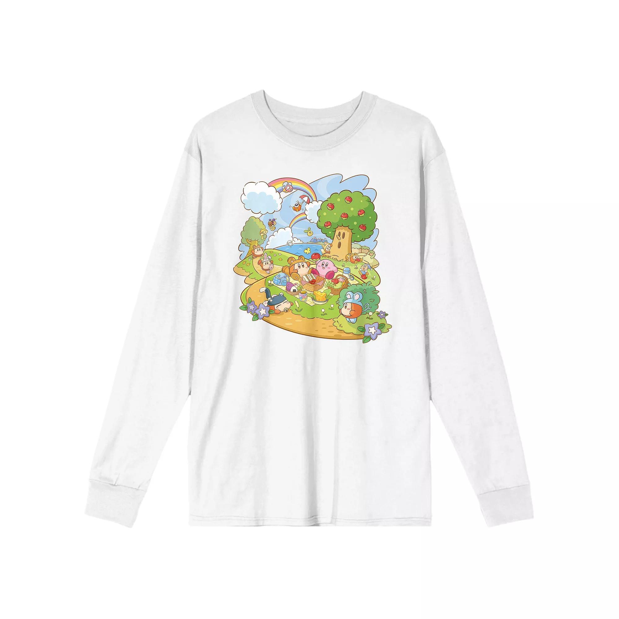 Men's Kirby Pupupu Picnic Long Sleeve Tee, Size: Medium, White Product Image