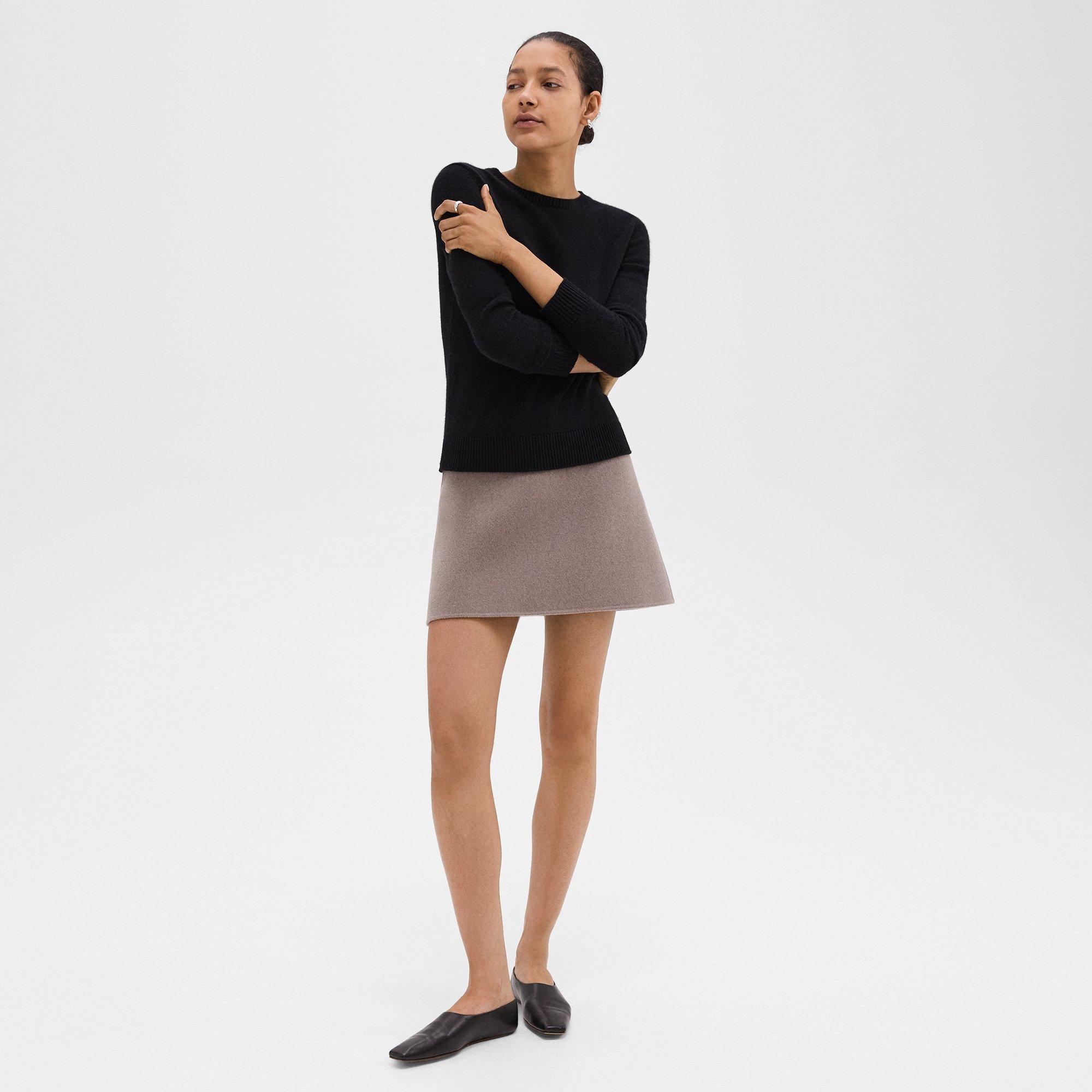 Double-Face Wool-Cashmere High-Waist Mini Skirt | Theory Product Image