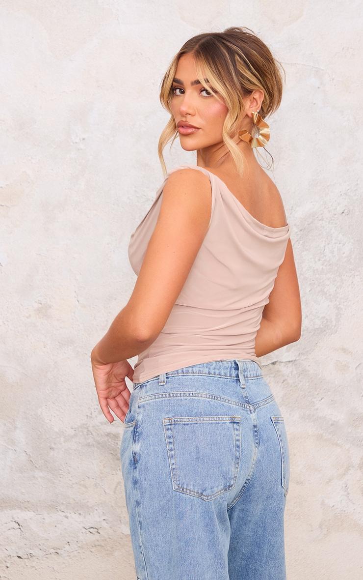 Stone Slinky Twist Arm Cowl Long Top Product Image