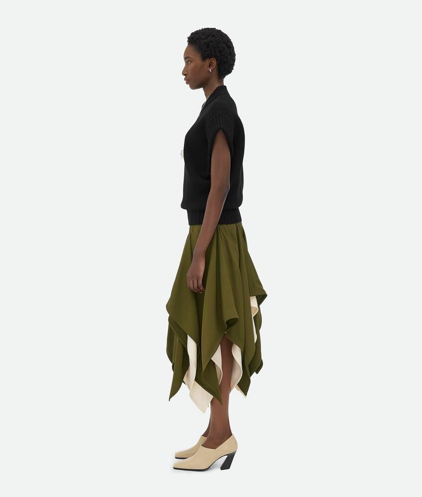 Women's Viscose Double Layer Skirt in Olive oil/ dove Product Image