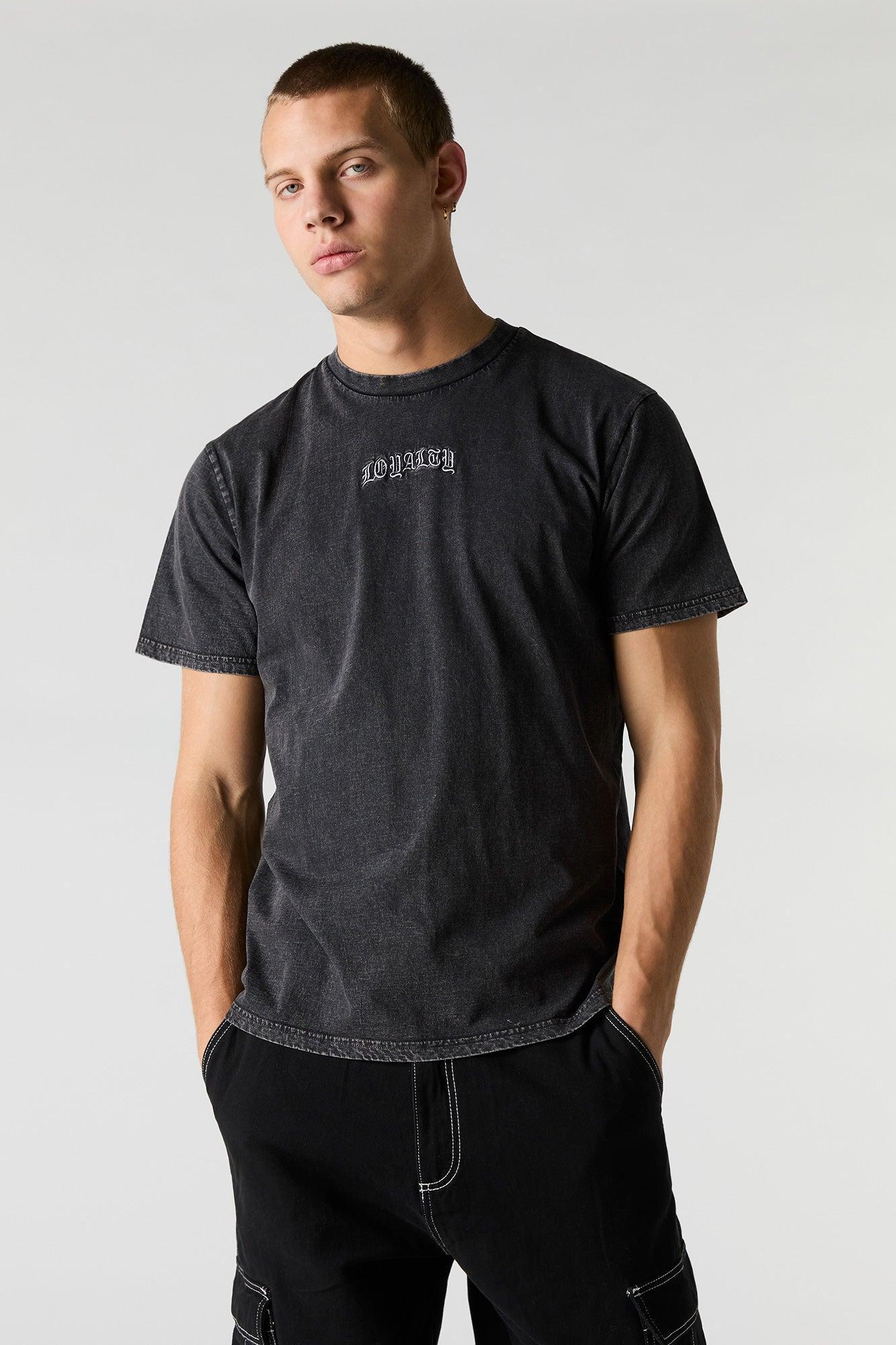 Embroidered Washed T-Shirt Male Product Image