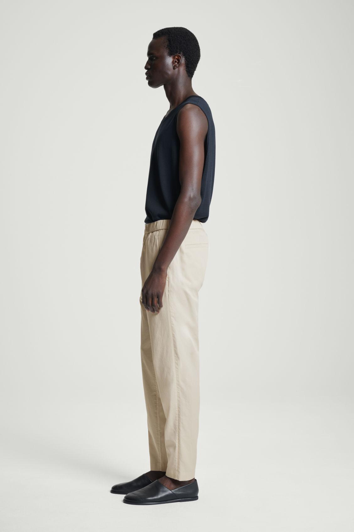 ELASTICATED TAPERED TWILL PANTS Product Image