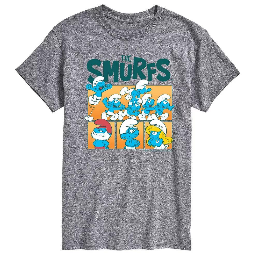Mens Smurfs Grid Graphic Tee Grey Gray Product Image